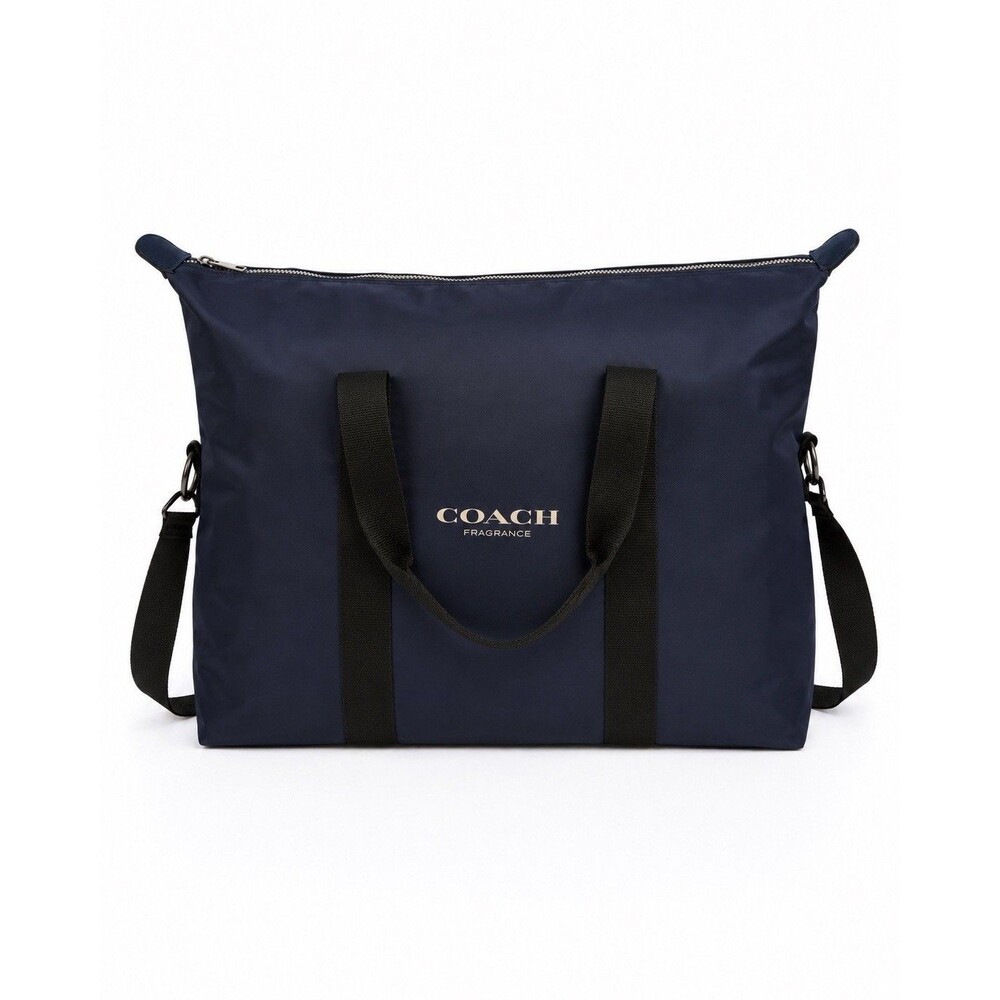 Coach Fragrance Navy Blue Nylon Weekender Tote Duffel Travel Bag Zip Top